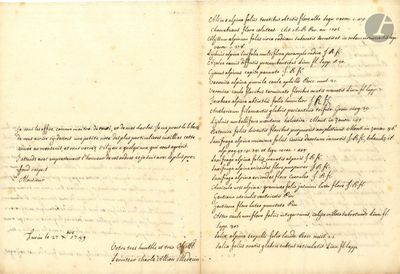 an old document with writing on it is open to a page of paper