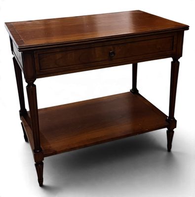 an image of a wooden table with a drawer on top of it