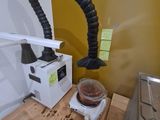 a microwave and a blender on a counter in a kitchen
