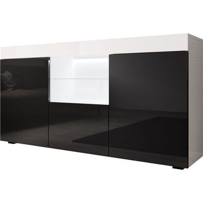 an image of a black and white sideboard with drawers