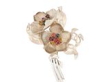 barrette à cheveux en forme de fleur argentée, ornée de pierres multicolores