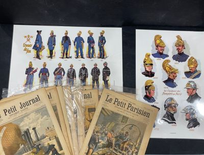 beaucoup de livres posés sur la table, avec des images de soldats