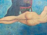 a painting of a nude woman laying on a chair