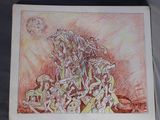 a drawing of a group of people on a pile of people