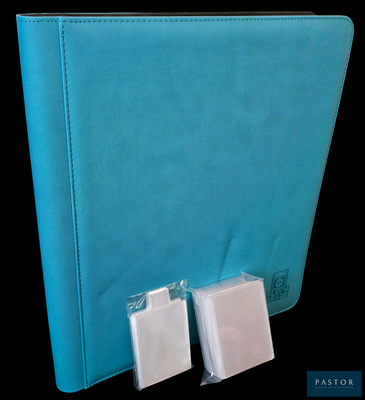 a blue folder with two usb drives attached to it