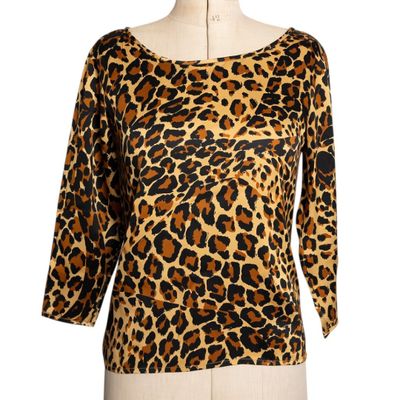 SAINT LAURENT, Rive Gauche Top en soie imprimée panthère de …