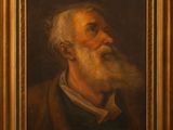 a painting of an old man with a beard and a white beard
