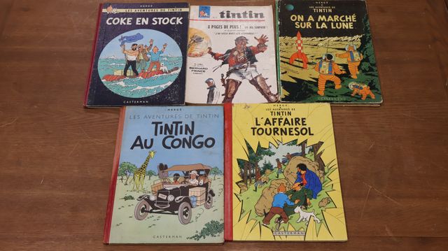 4 albums de Tintin et journal de Tintin (989) : l’affaire tournes...