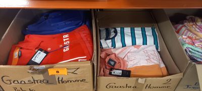 une boîte de vêtements posée sur une étagère