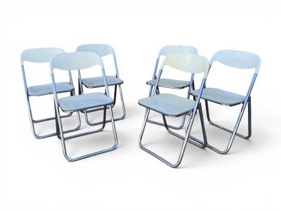 Lot de 6 chaises pliables, montures en métal tubulaire chrom…