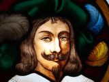 un vitrail représentant un homme moustachu