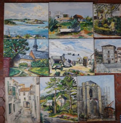 H. ORAIN Lot de 12 huiles sur toiles et 2 aquarelles, une hu… - Photo 1