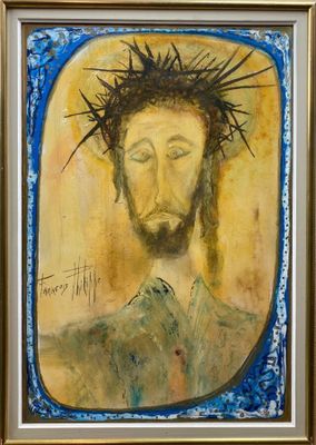 painting of a man with a crown of thorns on his head