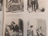 many pictures of people in a book that is open