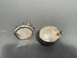 pair of antique silver plated salt and pepper shakers
