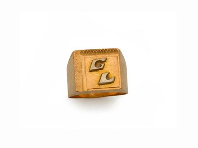 Bague chevalière 2 tons d'or 750 millièmes, monogrammée ''GL…