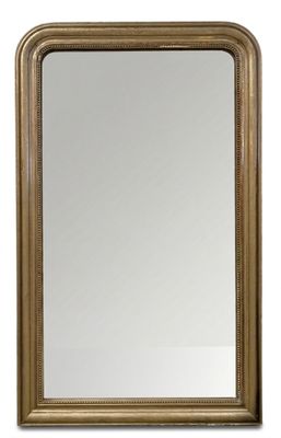 a gold framed mirror on a white background