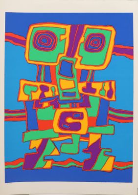 an image of a picture of a colorful painting on a blue background