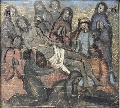 une image représentant un tableau où l'on voit un groupe de personnes à cheval