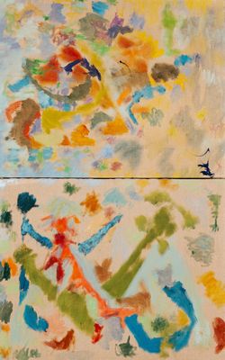 deux tableaux de couleurs et de formes différentes sur un fond blanc
