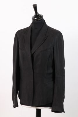 KENZO - Veste en viscose et lin noir à découpes, fermeture p…