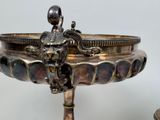 a silver plate with a lion head on it
