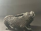 an image of a silver frog figurine on a table