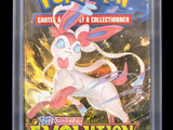 a close up of a pokemon trading card in a plastic case