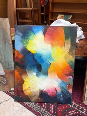 Claudine DOSSARPS, Soleil, Huile sur toile signée en bas à g…