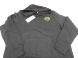 a black hoodie with a green and yellow logo on it