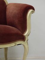 Banquette style Louis XV en bois mouluré et sculpté laqué cr… (photo 3)