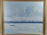 une image d'un tableau représentant un bateau dans l'eau