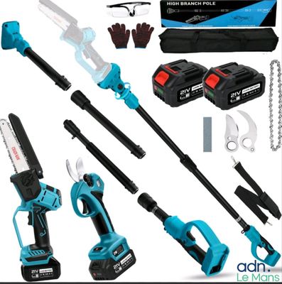 a group of tools that include a chainsaw, chainsaw, and other tools