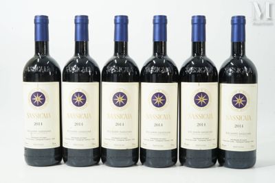 six bouteilles de vin sont alignées sur une surface blanche