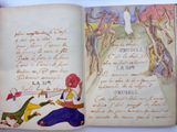 an open book with a picture of a man and a woman on it
