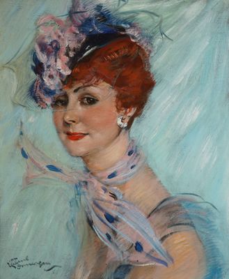 DOMERGUE Jean Gabriel, 1889-1962, Femme au foulard,