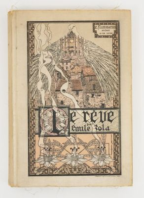 an old book with a picture of a castle on it