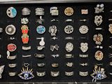 a display case with many different types of jewelry