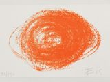 an image of a drawing of an orange circle on a white paper