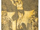 an image of a painting of jesus on the cross with other people