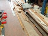 a lot of wood on the floor in the room