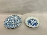 paire d'assiettes chinoises bleues et blanches