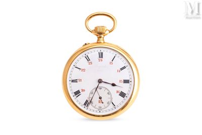 a gold pocket watch with roman numerals on it