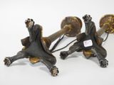 pair of antique cast iron and brass door handles