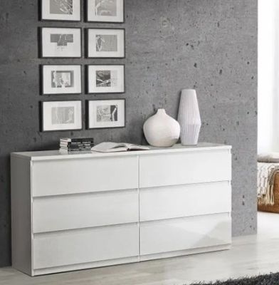 Commode CHELSEA 6 Tiroirs - Couleur blanc mat - L 154 x P 42…