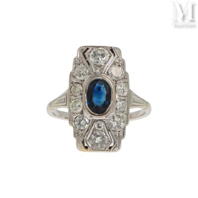bague art déco en saphir et diamant