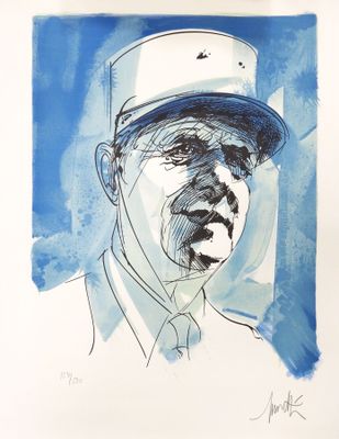Raymond MORETTI (1931 - 2005). Portrait du Général de Gaulle… - Photo 1