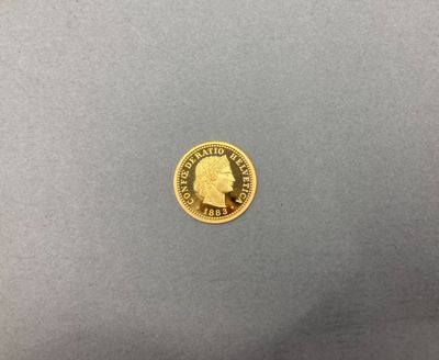 gros plan d'une pièce d'or sur une surface grise