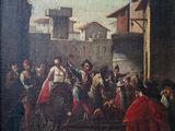 painting of a painting of a man on a horse being led by a man on a horse