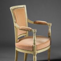 Bergère en bois laqué gris à dossier renversé (manques, choc… (photo 3)
